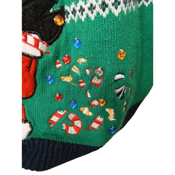 Ugly Unicorn Christmas Sweater Sz XXL Green Crazy Santa Sequins Fair Isle Whimsi - Picture 5 of 15